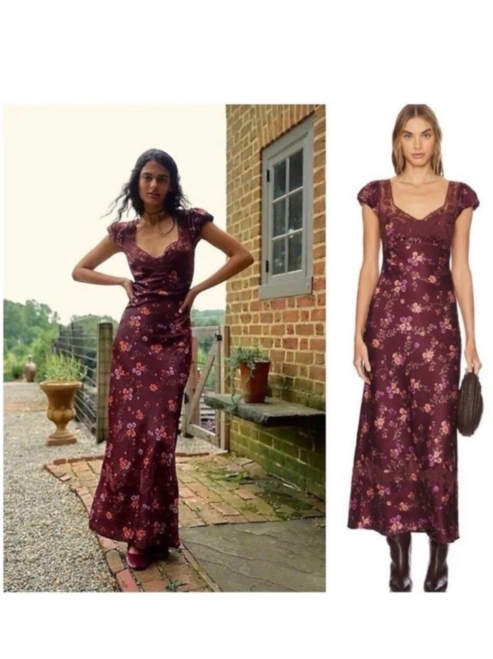 Free People Butterfly Babe Maxi Dress Floral Lace Bust Large ob1618731 $198